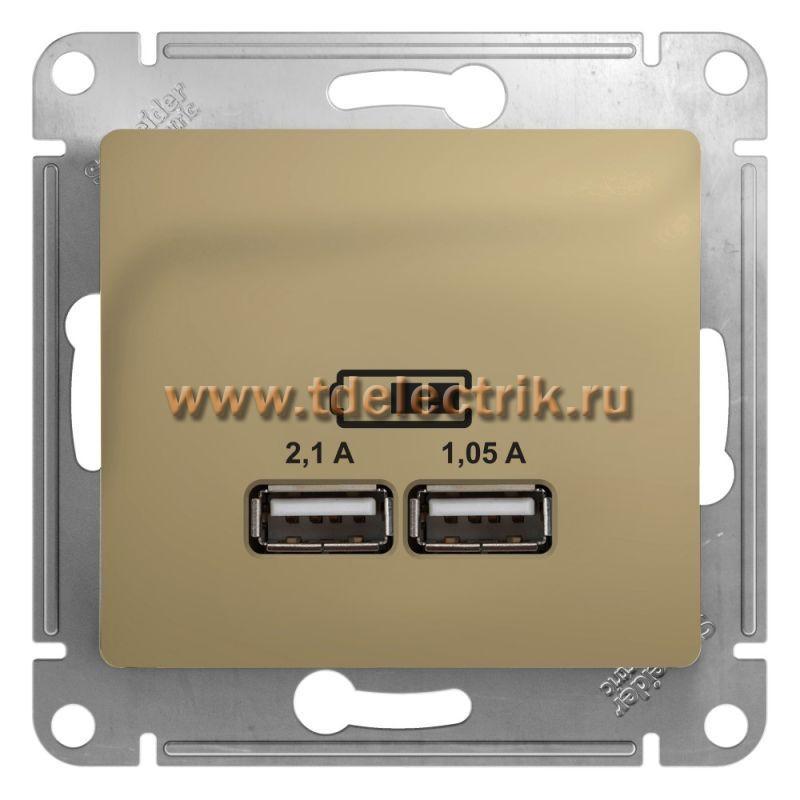 Фотография №1, GLOSSA USB РОЗЕТКА A+A 5В/21 А 2х5В/105 А механизм ТИТАН