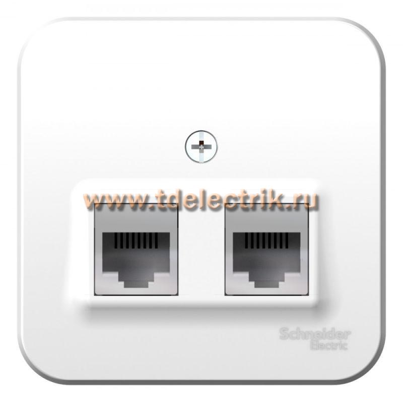 Фотография №1, BLANCA О/У Розетка двойная: комп.RJ45, кат.5E + телеф. RJ11, изол.пл.,белый